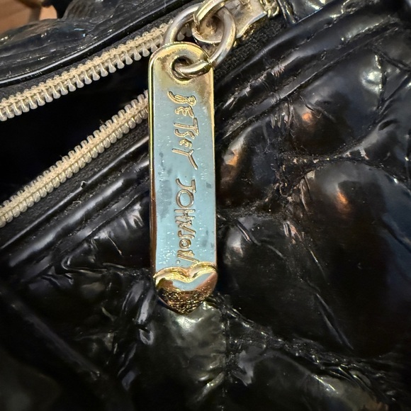 VTG Betsey Johnson Y2K Black Quilted Handbag🖤 Bow Leather Tassel - Picture 8 of 8